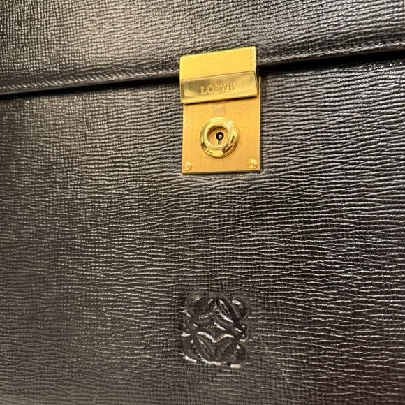 Loewe Anagram Briefcase – Black Leather with Gold Hardware - Picture 3 of 7